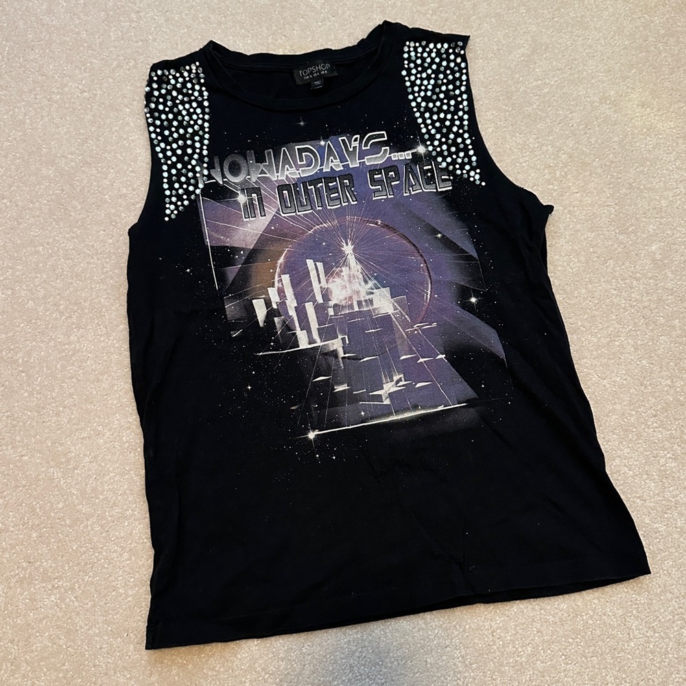 ‼️ Topshop space graphic tank top size 4